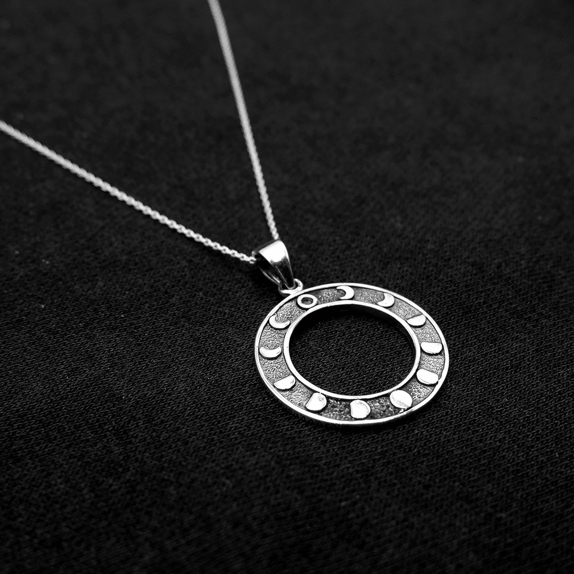 925 Sterling Silver Moon Phases Pendant Necklace Celestial - Etsy