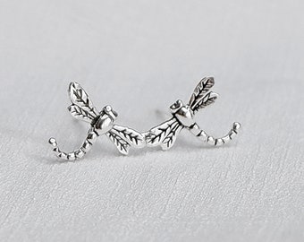 925 Silver Dragonfly Stud Earrings, Tiny Stud Earrings, Cartilage Earrings, Sister Gift, Sterling Silver Stud Earrings, Insect Stud earrings