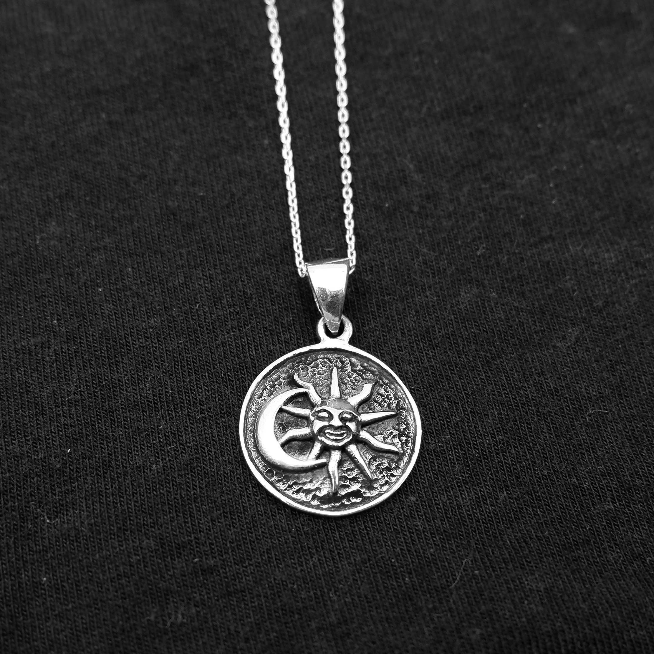 Sun Moon Celestial Charm .925 Sterling Silver Pendant main image 1