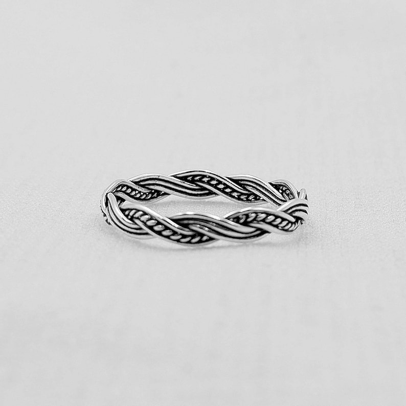 Sterling Silver Ring Pinky Delicate Ring Dainty Ring Thin Wedding Band Thumb Ring 3mm Twist Twisted Stacking Ring Thin Minimal Ring
