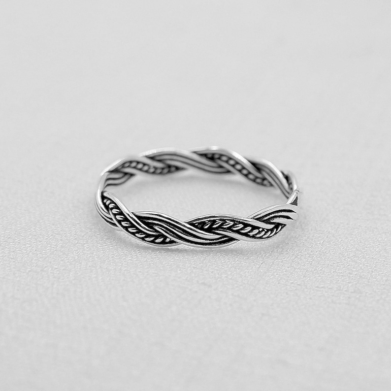 Sterling Silver Ring Pinky Delicate Ring Dainty Ring Thin Wedding Band Thumb Ring 3mm Twist Twisted Stacking Ring Thin Minimal Ring