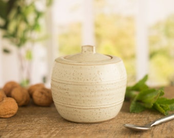 Small storage jar with lid,  handmade lidded jar