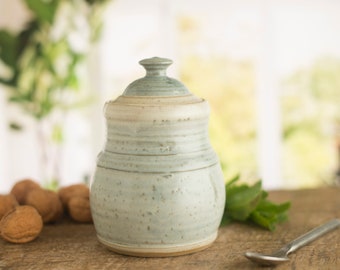 Small storage jar with lid,  handmade lidded jar