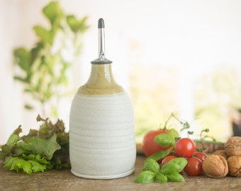 Ceramic oil bottle, handmade olive oil bottle, Oil dispenser cruet, housewarming gift, wedding gift