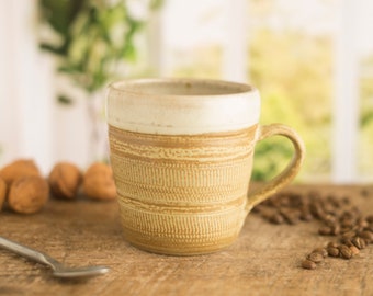 Handmade pottery large mugs,  rustic pottery 1 pint mug