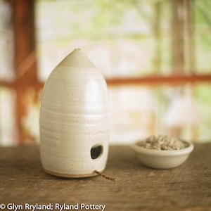 Handmade pottery bird feeder