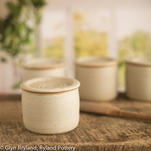 Handmade rustic small storage jar with lid