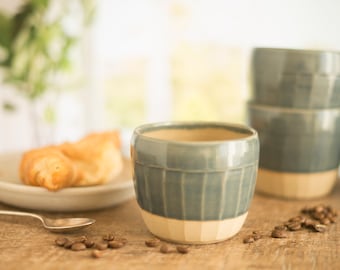 Handmade pottery coffee tumblers or beakers