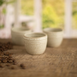 Stoneware espresso cup, Handmade ceramic cup, off white espresso cup, Small coffee cup, Rustic pottery gift, Artisan coffee cup for Baristas