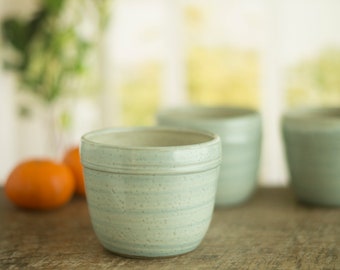 Pottery tumbler, handmade stoneware beakers