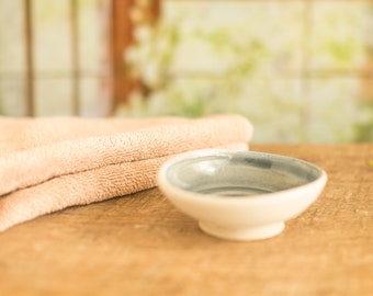Oval pottery soap dish