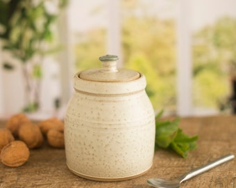 Small storage jar with lid,  handmade lidded jar