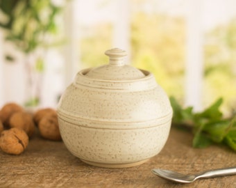 Small storage jar with lid,  handmade lidded jar