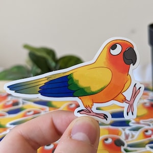 Cartoon Sonnensittich Marschierende Vinyl Aufkleber