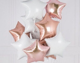 White Star Balloons | 18" Star balloon | Set of 5 balloons | Christmas balloons | Wedding decorations