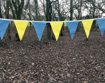 Cotton Party Bunting | Blue and Yellow Handmade Bunting | Reusable Garden Flags | Eco Friendly Party Supplies