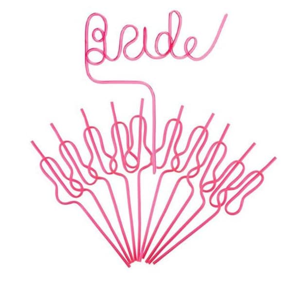 Bride Straw Bachelorette Party | Light Pink Swirly Adult Straws | Favor Party Supplies | Hen Party Decoration Kit | Bridal Wedding Shower