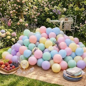 Mini globos de látex en tonos pastel: ideales para sesiones de fotos de bebés con tarta o baby showers (paquete de 20 unidades, 5 pulgadas). imagen 1