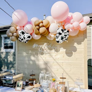 Cowgirl Balloon Dusty Pink Retro Party Balloons | Cow Print Balloon for Boho Rodeo Baby Shower | Birthday Farm Theme | Western Cowgirl