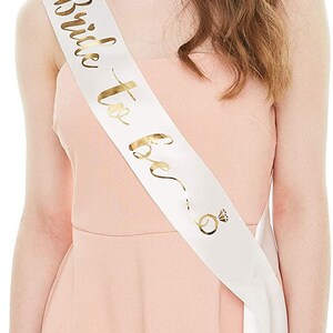 Gold Bride To Be Sash for Hen Party, Bridal Shower, Bachelor party, Wedding Accessories