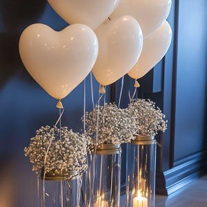 White Heart Balloons: 10 Inch Latex Party Decor (Set of 20)