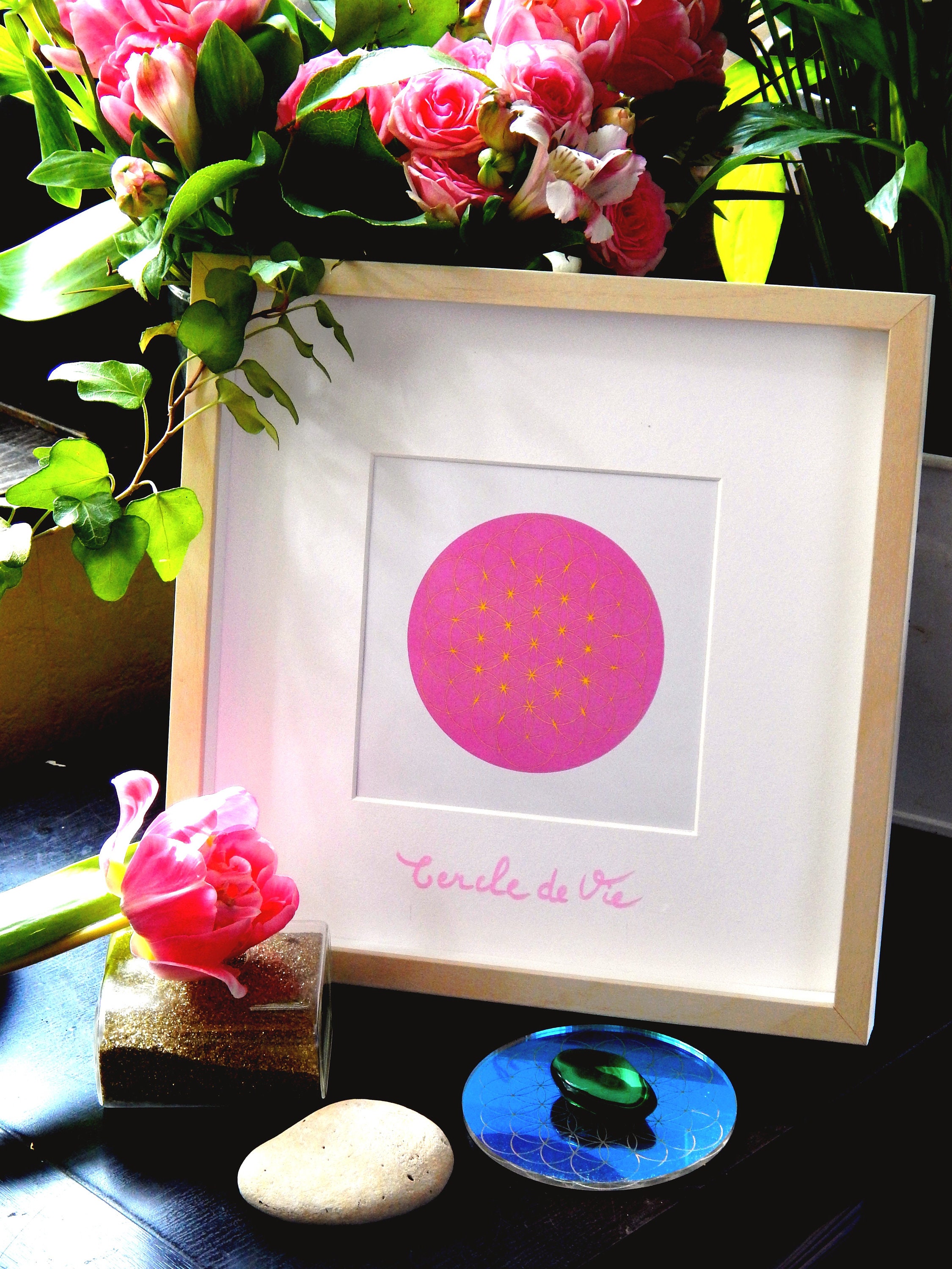 Cadre de Lumière, Fleur Vie, Tableau, Décoration, Chambre Enfant, Feng Shui, Meditation, Zen