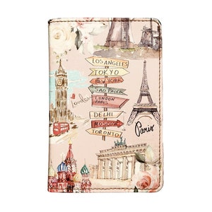 Fundas de piel sintética para pasaportes de PicasaTravel (porta pasaportes) para viajes [nombre personalizado] Viajes por el mundo