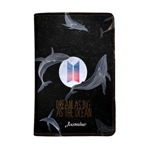 PicasaTravel kunstleren paspoorthoezen (paspoorthouder) voor op reis [naam aangepast] Leuke Halloween - K-pop B.T.S Army Bangtan-fan