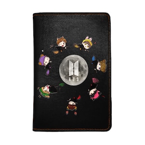 PicasaTravel Passport Covers (Passhalter) für Reisen [Name angepasst] Süßer Halloween - Zauberer K-Pop B.T.S Armee Bangtan Fan
