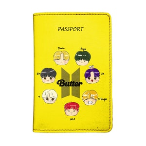 PicasaTravel kunstleren paspoorthoezen (paspoorthouder) voor op reis [naam aangepast] Leuke K-pop-fan Chibi
