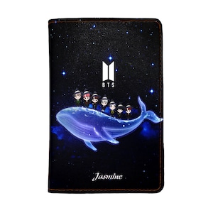 PicasaTravel kunstleren paspoorthoezen (paspoorthouder) voor op reis [naam aangepast] Leuke K-pop B.T.S Army Bangtan-fan