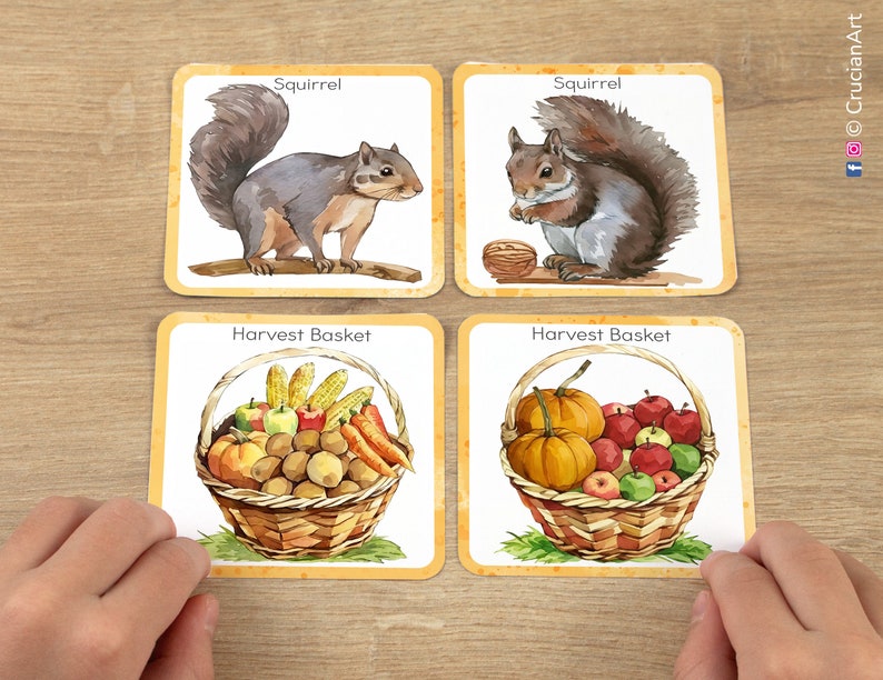 Fall Theme Matching Cards: Printable Learning Activity for Toddler ...