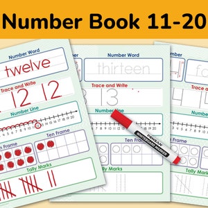 Numbers 11 to 20 Kindergarten Math Printable Worksheet. Homeschool Preschool Math Curriculum