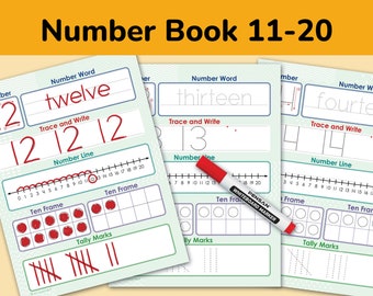 Numbers 11 to 20 Kindergarten Math Printable Worksheet. Homeschool Preschool Math Curriculum