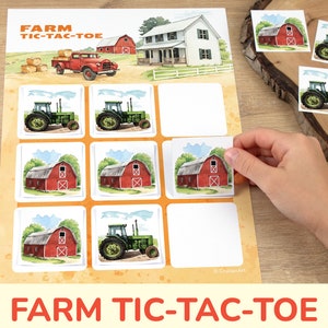 On the Farm Tic-Tac-Toe Game: Toddler, Preschool, Kindergarten Printable Activity. Homeschooling and Classroom Printables.