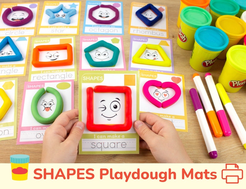 Shapes Play Dough Mats. Printable Playdough Activity. Toddler Etsy