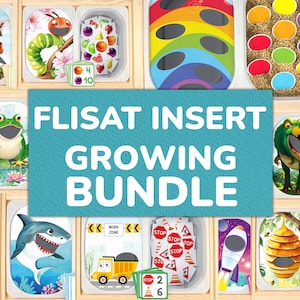 Flisat Insert Growing Bundle: Set of Printable Templates for Sensory Table Bins. Toddler, Preschool Counting, Sorting, Matching Activities.