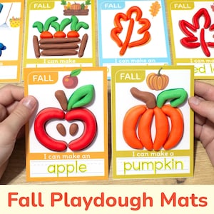 Fall Season Playdough Mats: Autumn Printable Play Dough Mat. Toddler, Preschool, Kindergarten, Homeschool, Classroom Educational Printables.