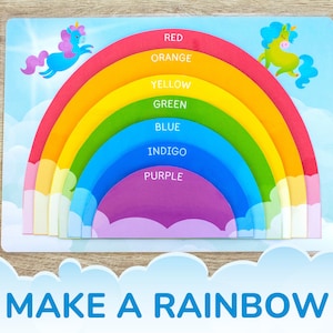 Make a Rainbow Toddler and Preschool Activity. Printable Color Matching Worksheet. Colors of the Rainbow PreK Learning Page.