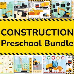 Construction Vehicles Bundle. Printable Learning Binder. Toddler, Preschool Truck Mega Pack.