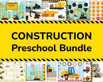 Construction Vehicles Bundle. Printable Learning Binder. Toddler, Preschool Truck Mega Pack.