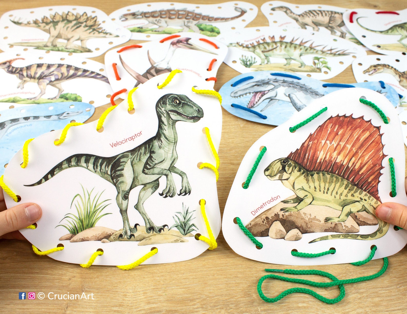Visual Reference: Dinosaur Lacing Cards Dino Theme Toddler And Preschool Activity Printable