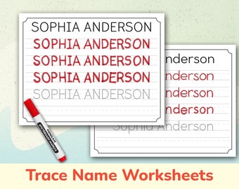 Custom Name Tracing Worksheets. Personalized Name Writing Practice. Printable Trace Name Worksheet. Learn Write Your Name Activity.