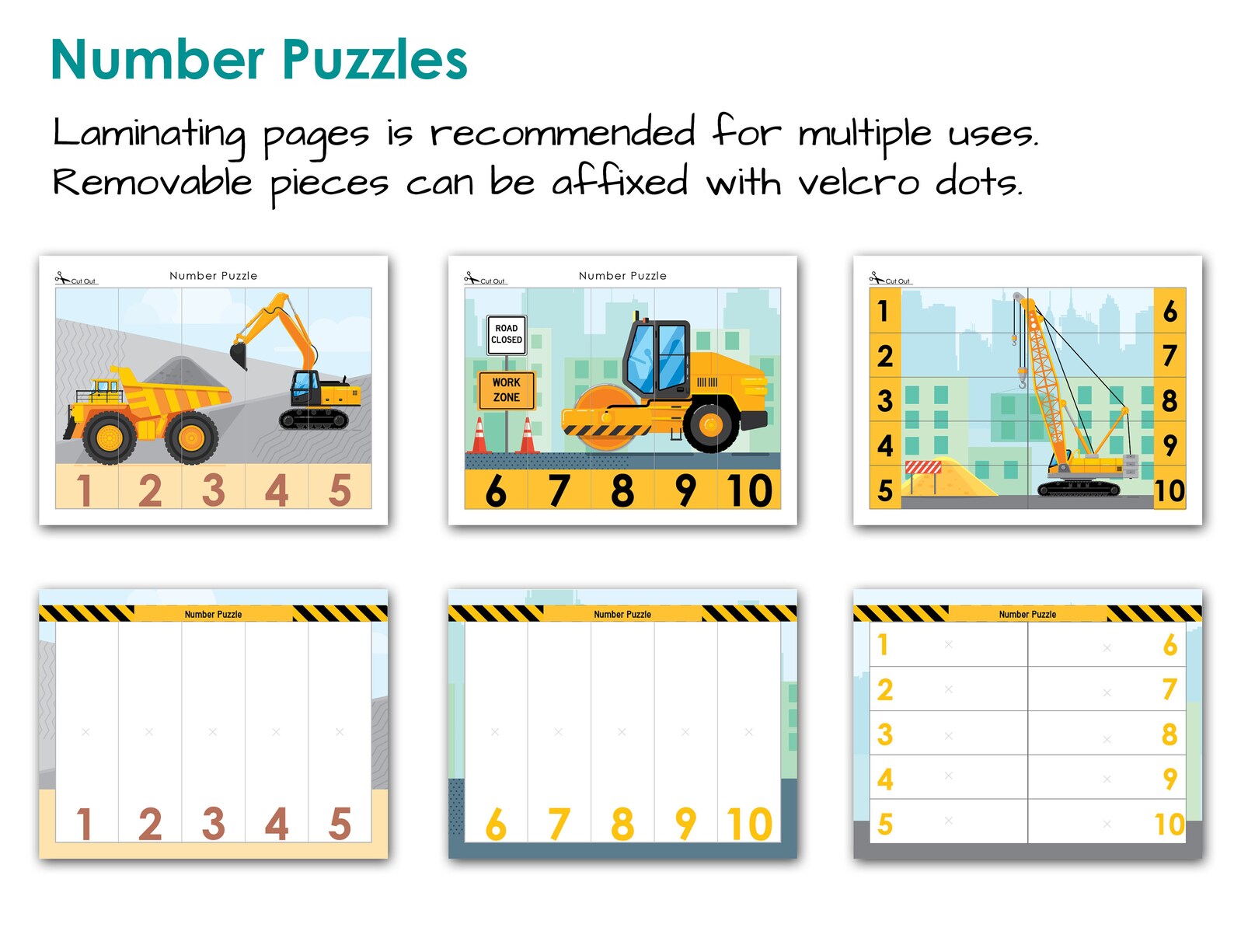 Construction Vehicles Numbers & Counting Printable Busy Book. Etsy