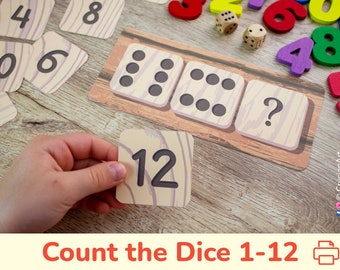 Count the Dice Number Activity. Preschool, Pre-K, Kindergarten Printable Worksheets