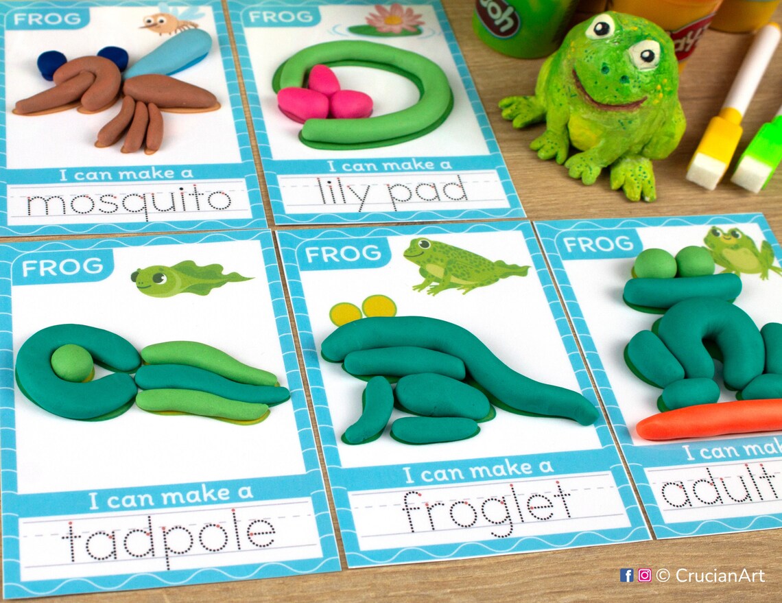 Life Cycle of a Frog Playdough Mats: Printable Play Dough Activity for ...