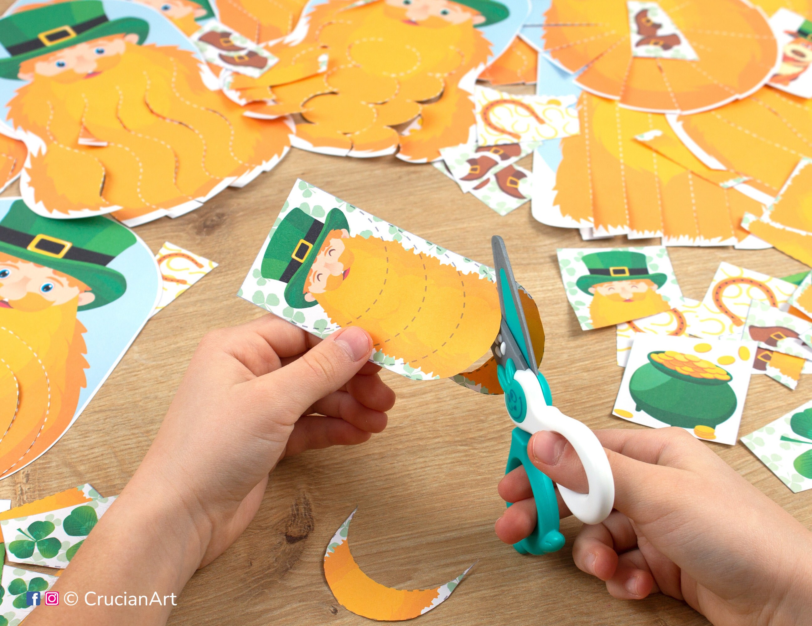 Saint Patrick’s Beard Cutting Activity. Scissor Skills Practice. Spring ...