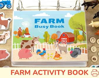 Farm Busy Book: Printable Toddler Preschool Activity Book. Farm Animals Learning Binder. Toddler Busy Binder