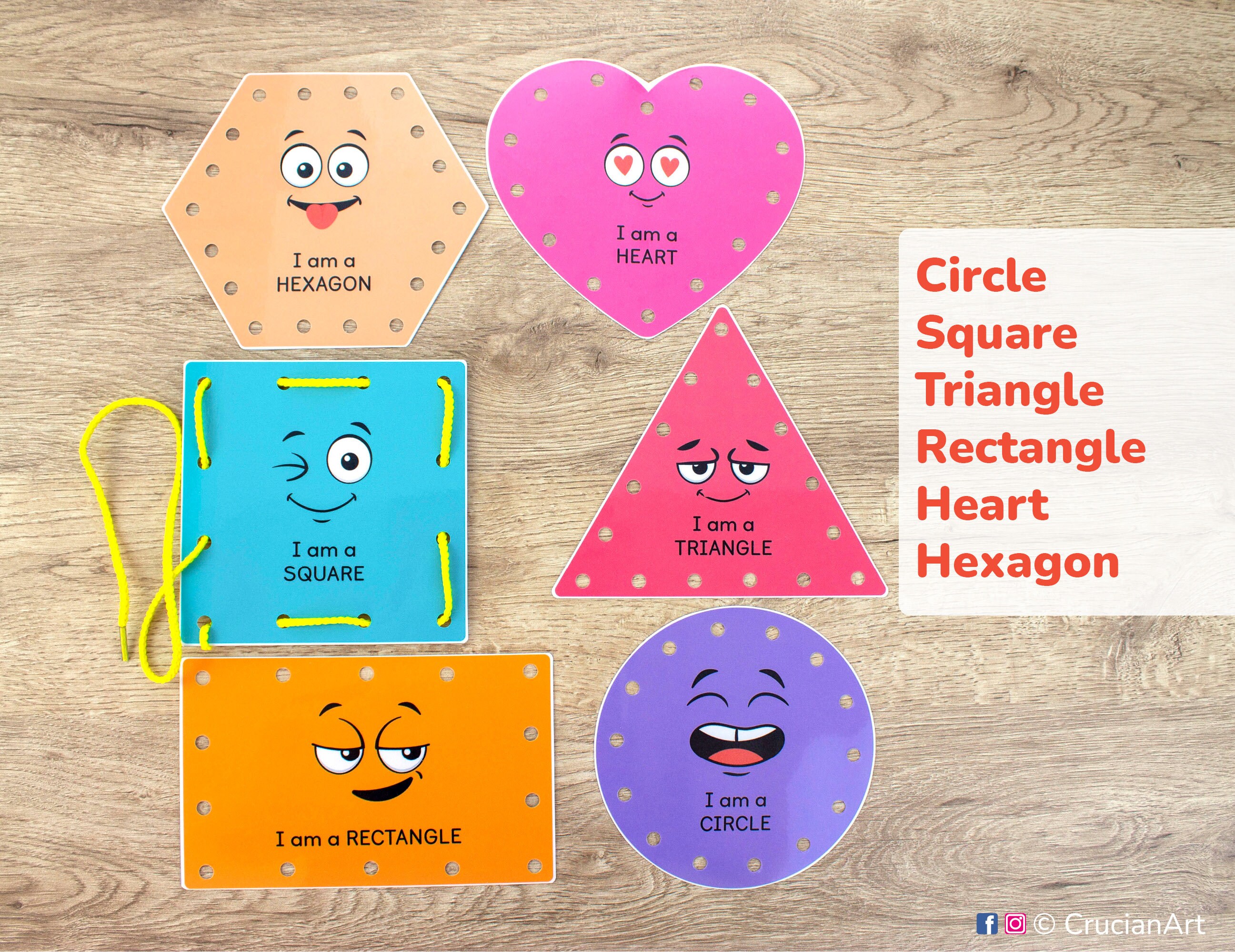 Shapes Printable Lacing Cards. Toddler and Preschool Fine Motor Skill ...