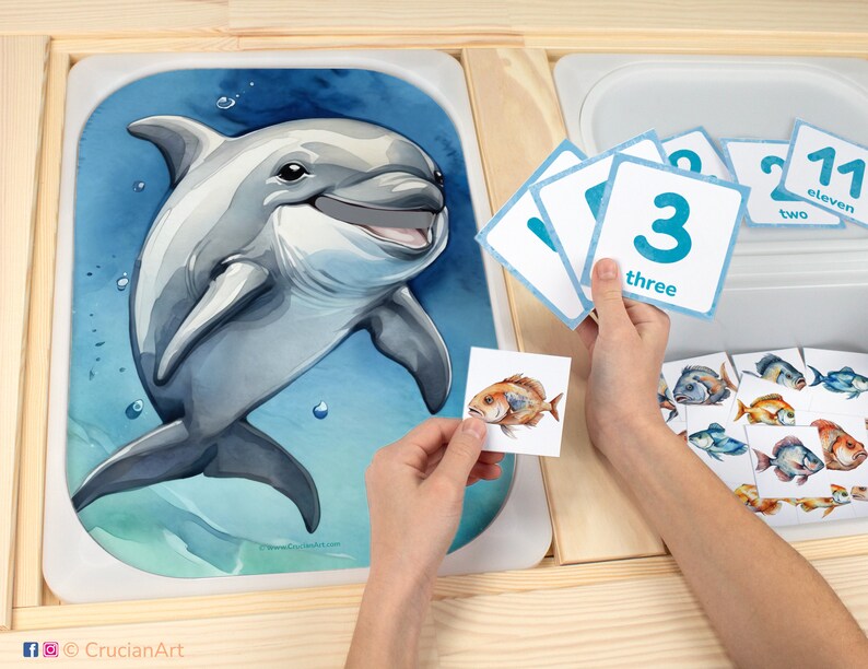 Feed the Dolphin Fish Flisat Insert: Counting up to 12 Ocean Printable ...